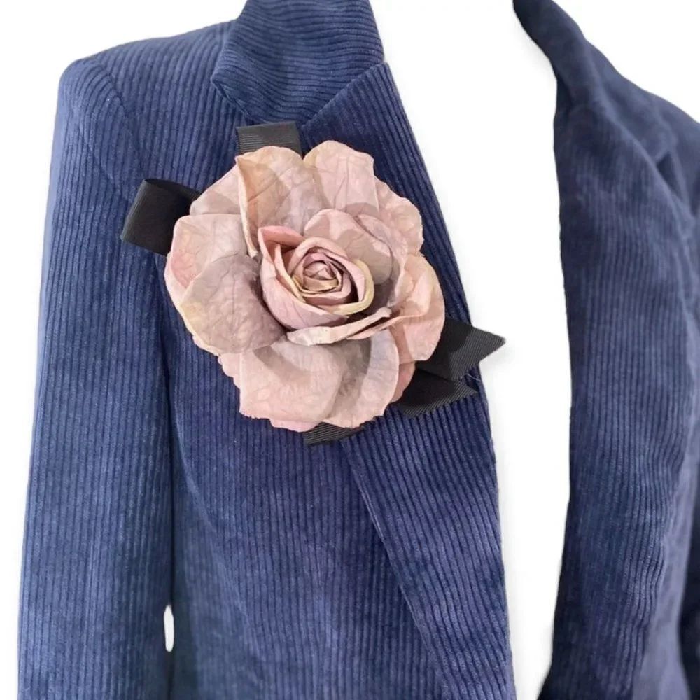 Oversized Purple Fabric Rose Hair Clip Brooch NWT